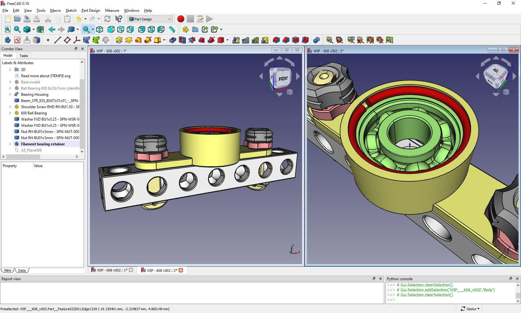 STEMFIE.org 608 Ball Bearing Housing prototype