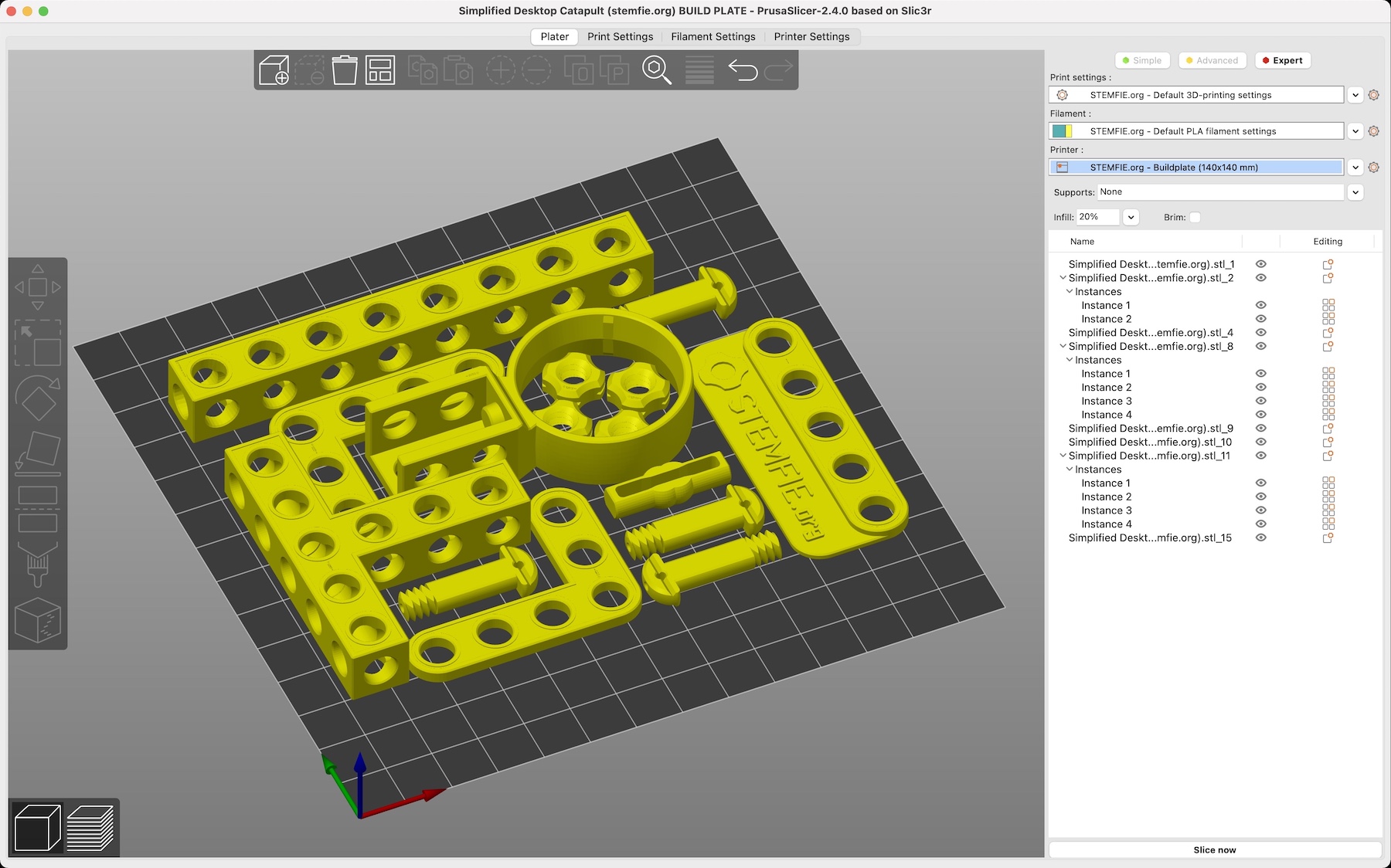STEMFIE.org Simplified Desktop Catapult BUILD PLATE
