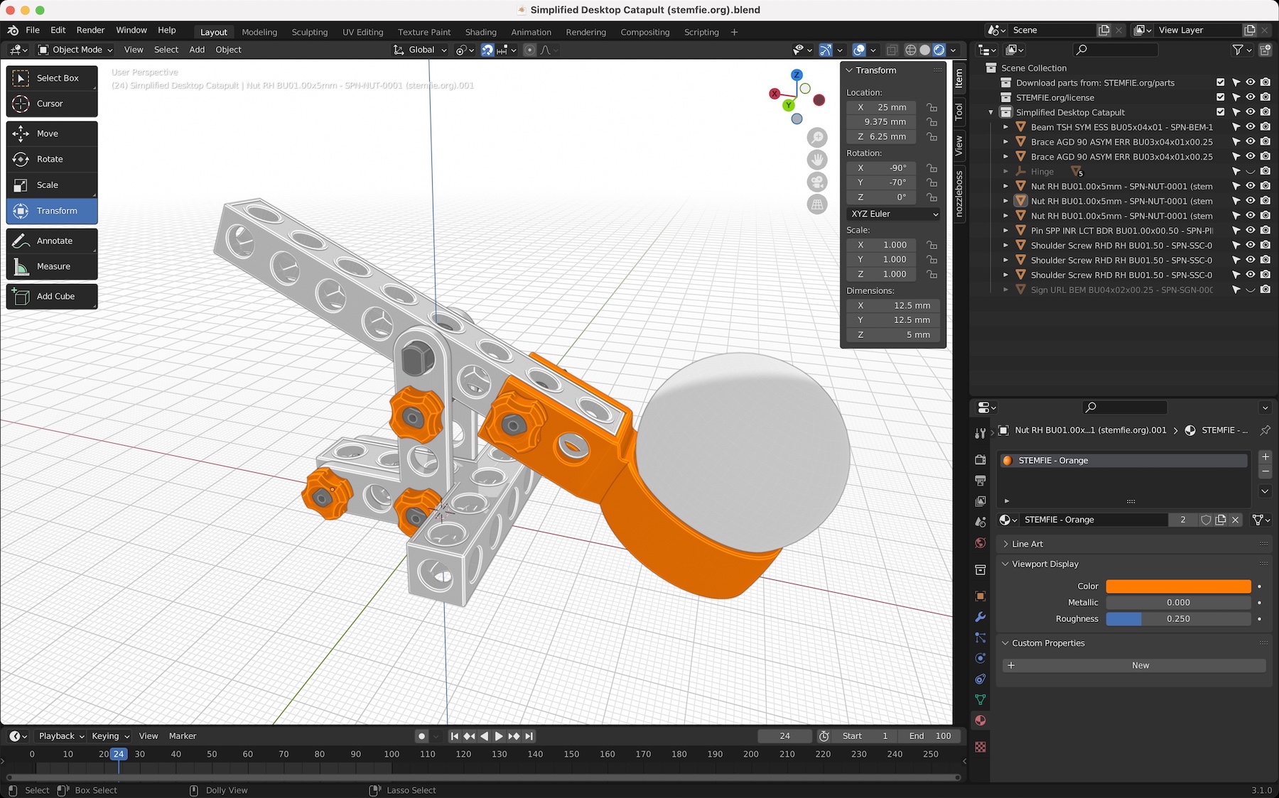 STEMFIE.org Simplified Desktop Catapult v01