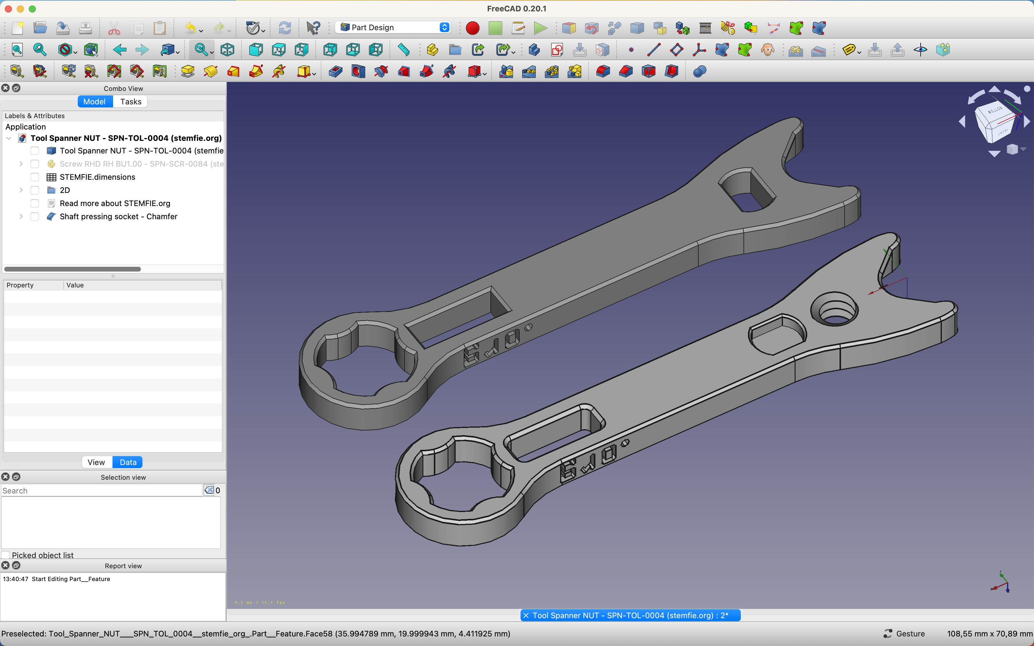 Spanner Nut SPN TOL 0004 FreeCAD bottom