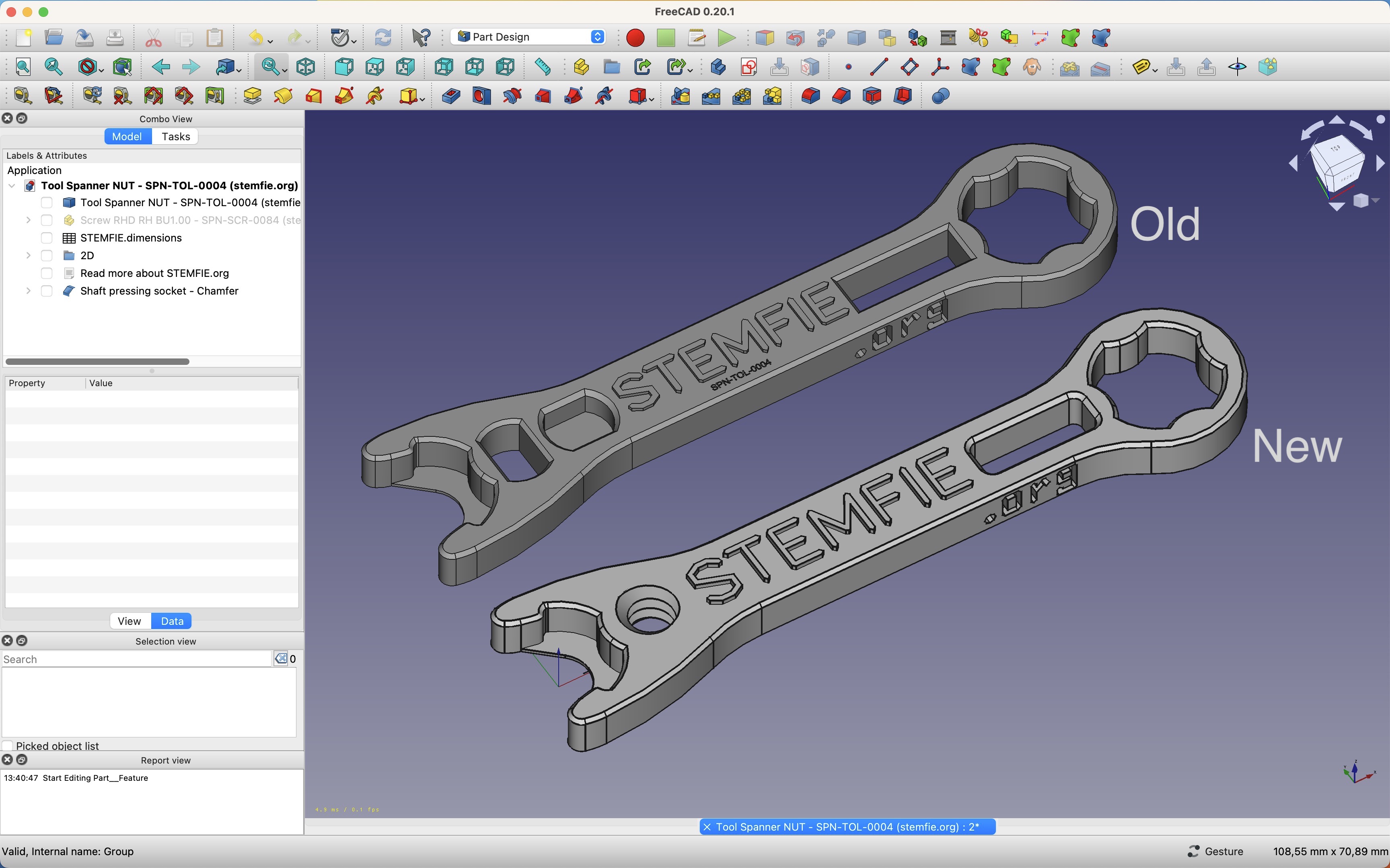 Spanner Nut SPN TOL 0004 FreeCAD top